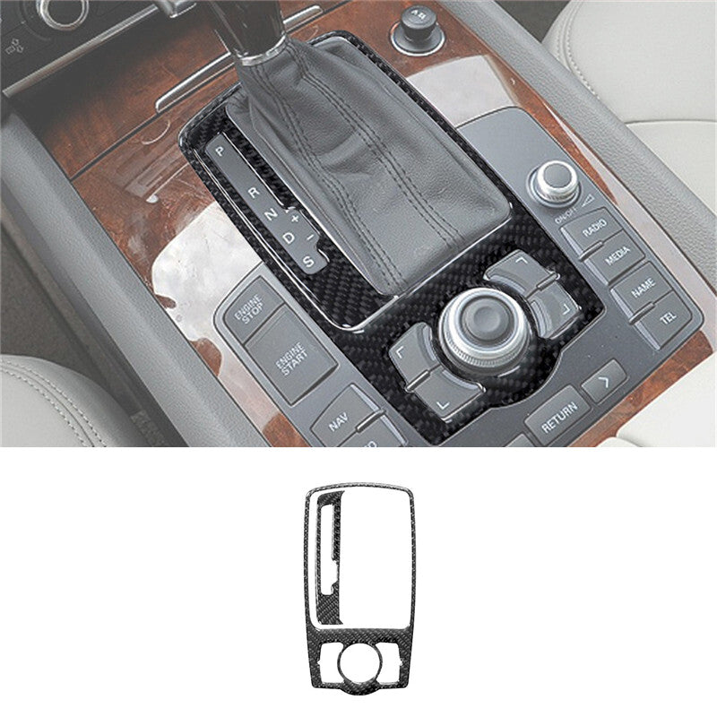 2X Carbon Fiber Interior Gear Shift Panel Cover Trim for Audi Q7 2007-2015