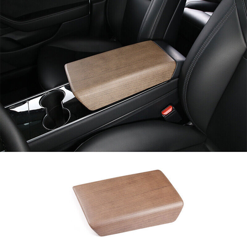 for Tesla Model 3/Y 2017-2023 Wood Grain Center Console Armrest Box Panel Trim