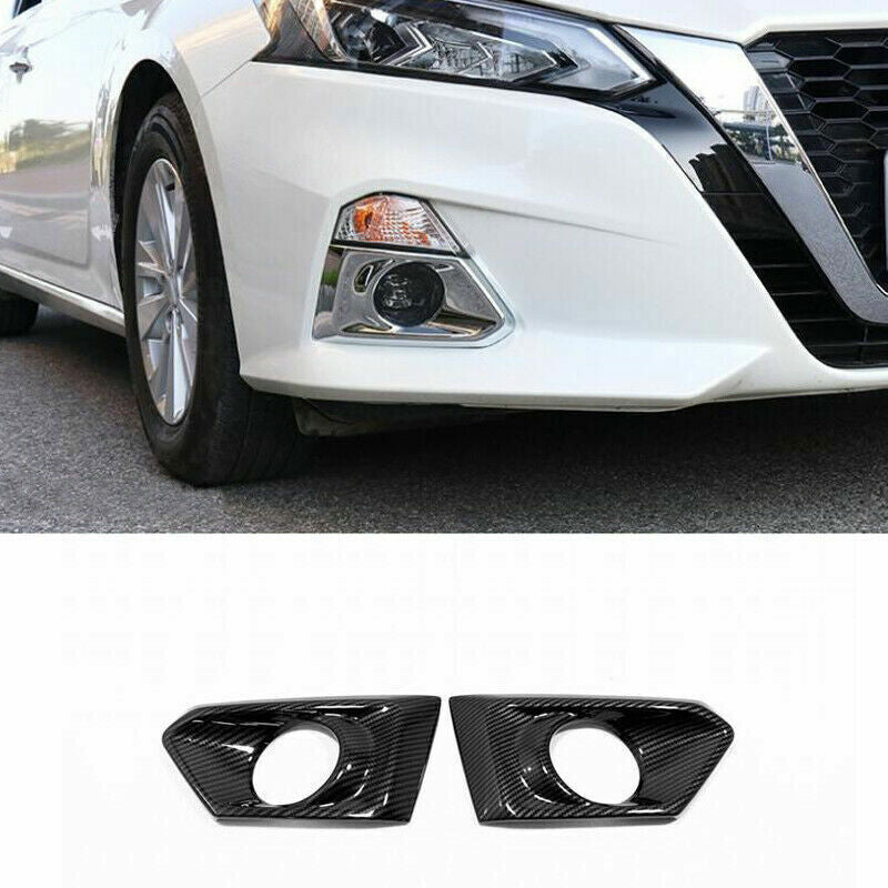 for Nissan Teana Altima 19-2022 Carbon Fiber Front Fog Light Lamp Cover Trim 2P