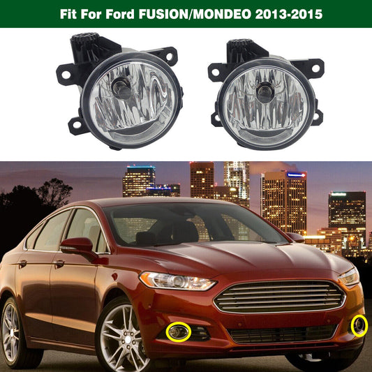 CLEAR LENS FOG LIGHTS DRIVING LAMPS w/BULBS Fit for Ford Fusion Mondeo 2013-2016