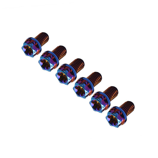 6pcs Bolt Torx Head Flange Screw M10x20mm Burn Blue For Motorcycle Bike
