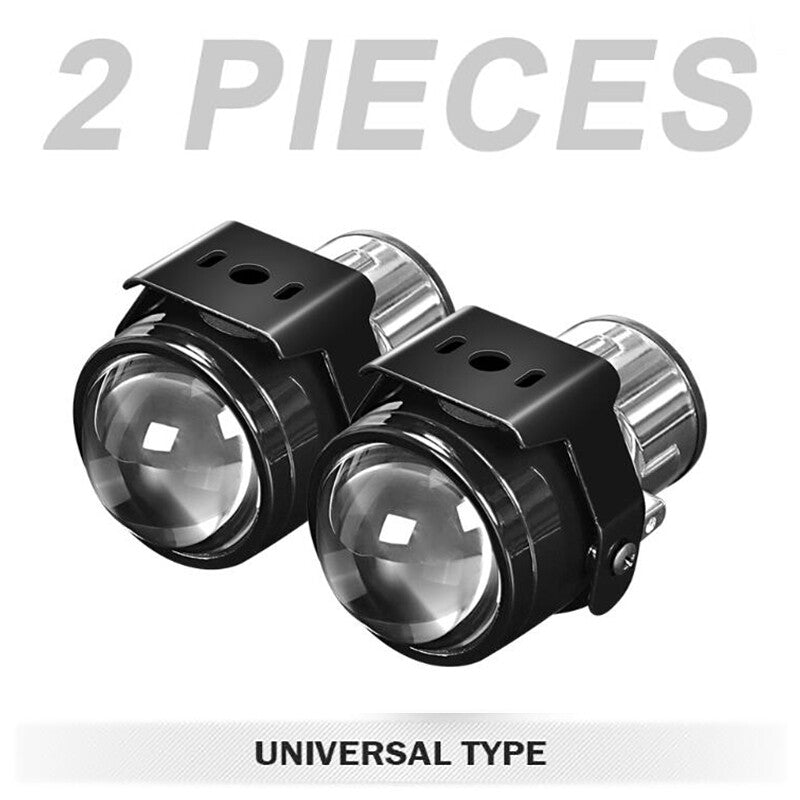 2PC 2.5 Fog Lights Bi-Xenon Projector Lens Hi/Lo H11 H8 H9 Retrofit Universal