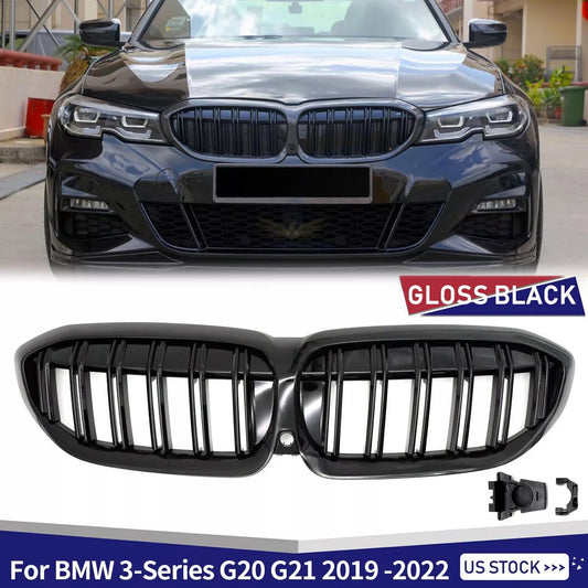 Gloss Black for BMW 3-Series G20 330i 2019-2022 Front Bumper Kidney Grille Grill