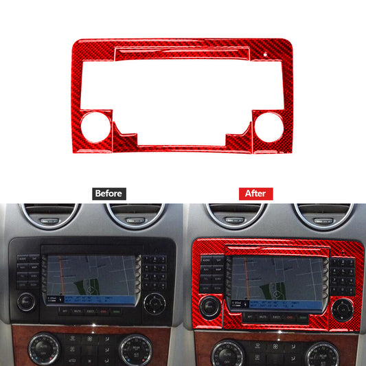 Red carbon fiber navigation trim for Mercedes-Benz M-Class 2006-2011 type B