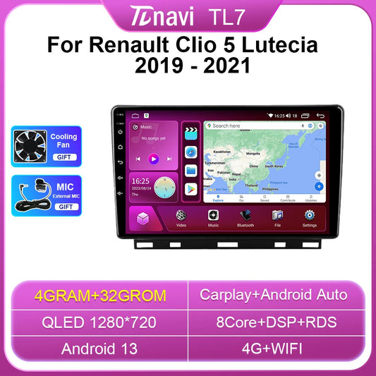 for Renault for Clio 5 Lutecia 2019-2021 Stereo CarPlay Car Radio GPS Player Screen