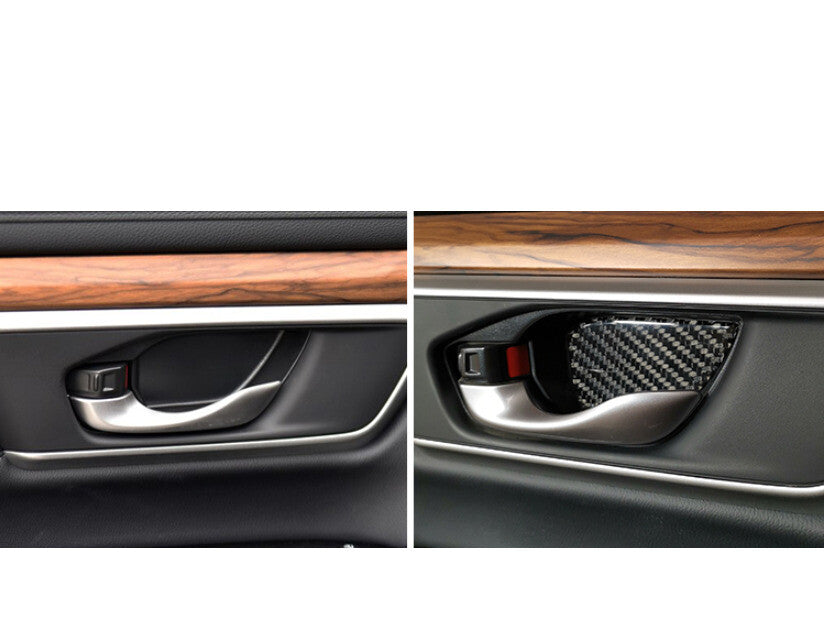 Inner Door Handle Bowl Cover Trim for Honda CRV CR-V 2017-2022 Real Carbon Fiber