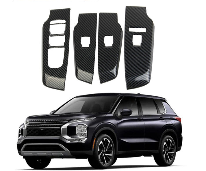Carbon Fiber Interior Window Switch Panel Cover Trim for Mitsubishi Outlander22+
