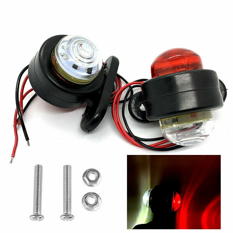 10pcs Red White 12-24V LED Side Marker Lights Car Truck Trailer Van Outline Lamp