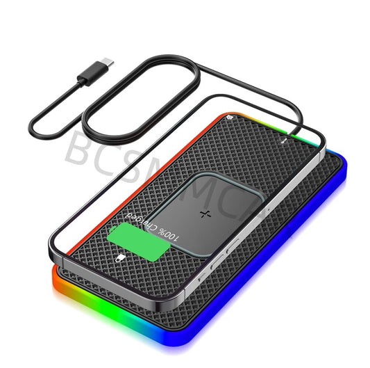 Wireless Charging Pad For Car Dashboard Holder Type C Port Adapter Anti-skid Mat