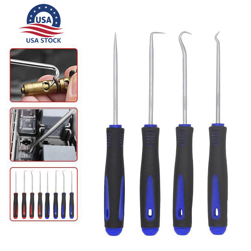 4Long Reach Pick And Hook Probe Set Oil Seal Hook O Ring Seal Remove Tool Blue