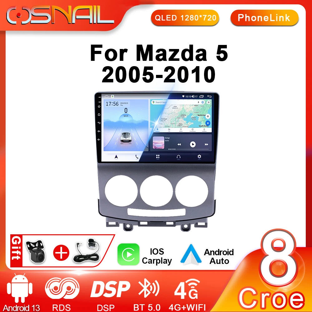 Android CarPlay Car Radio for Mazda 5 2005-2010 Stereo Audio Video Player Screen