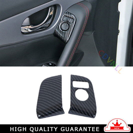 Car Rearview Mirror Adjustment Cover for Nissan Rogue Sport 17-21 Carbon Fiber