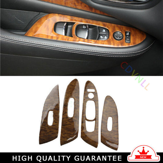 Glass Window Lifting Lock Panel Trim for Nissan Murano 2015-21 Peach Wood Grain