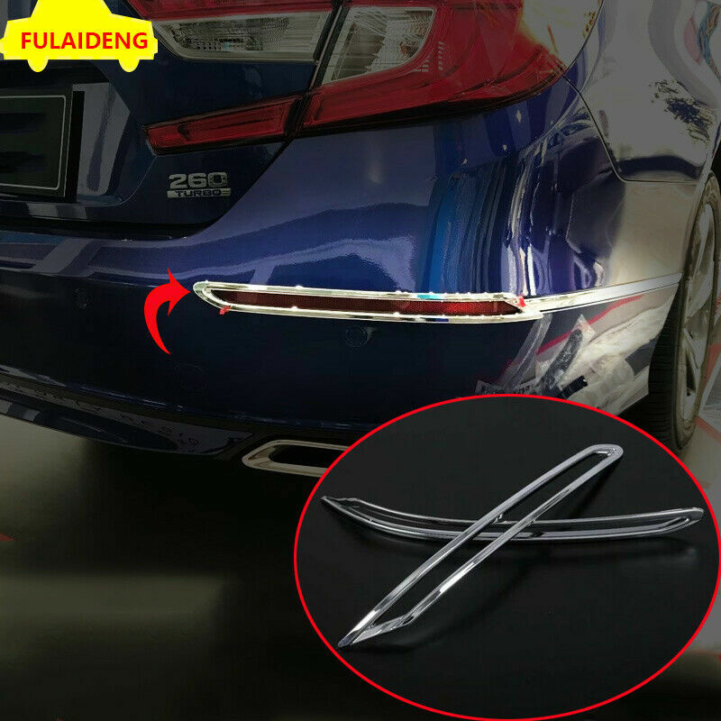 2X for Honda Accord Sedan 2018-2021 Chrome Rear Bumper Fog Light Lamp Cover Trim