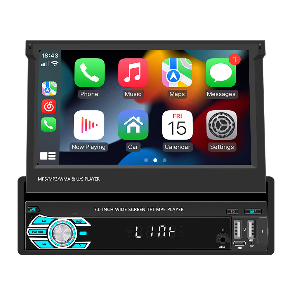 Single Din 7in For Apple Carplay Car Stereo Radio Head Unit AUX W/Free Camera