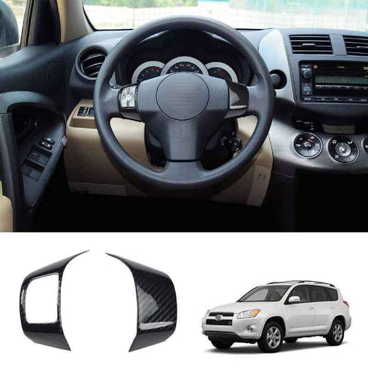 Carbon ABS Interior Steering Wheel Button Cover Trims for Toyota RAV4 2006-2012