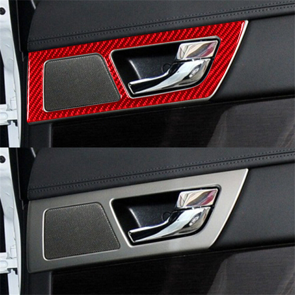4¡ÁRed Carbon Fiber Interior Rear Door Handle Panel Cover for Jaguar XF 2009-2011