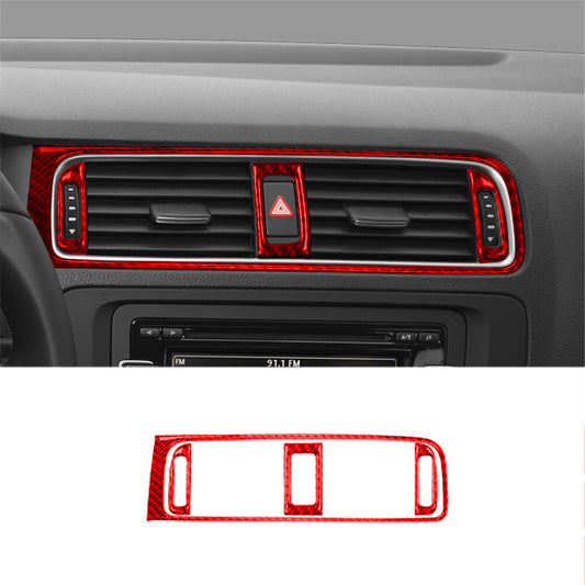 Red carbon fiber central air outlet trim for Volkswagen for Jetta 2011-2014