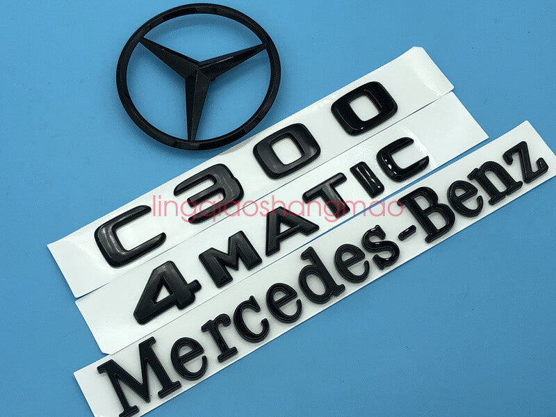 for Mercedes-Benz C300 4MATIC Trunk Logo Sticker Decal Badge Pack for W204