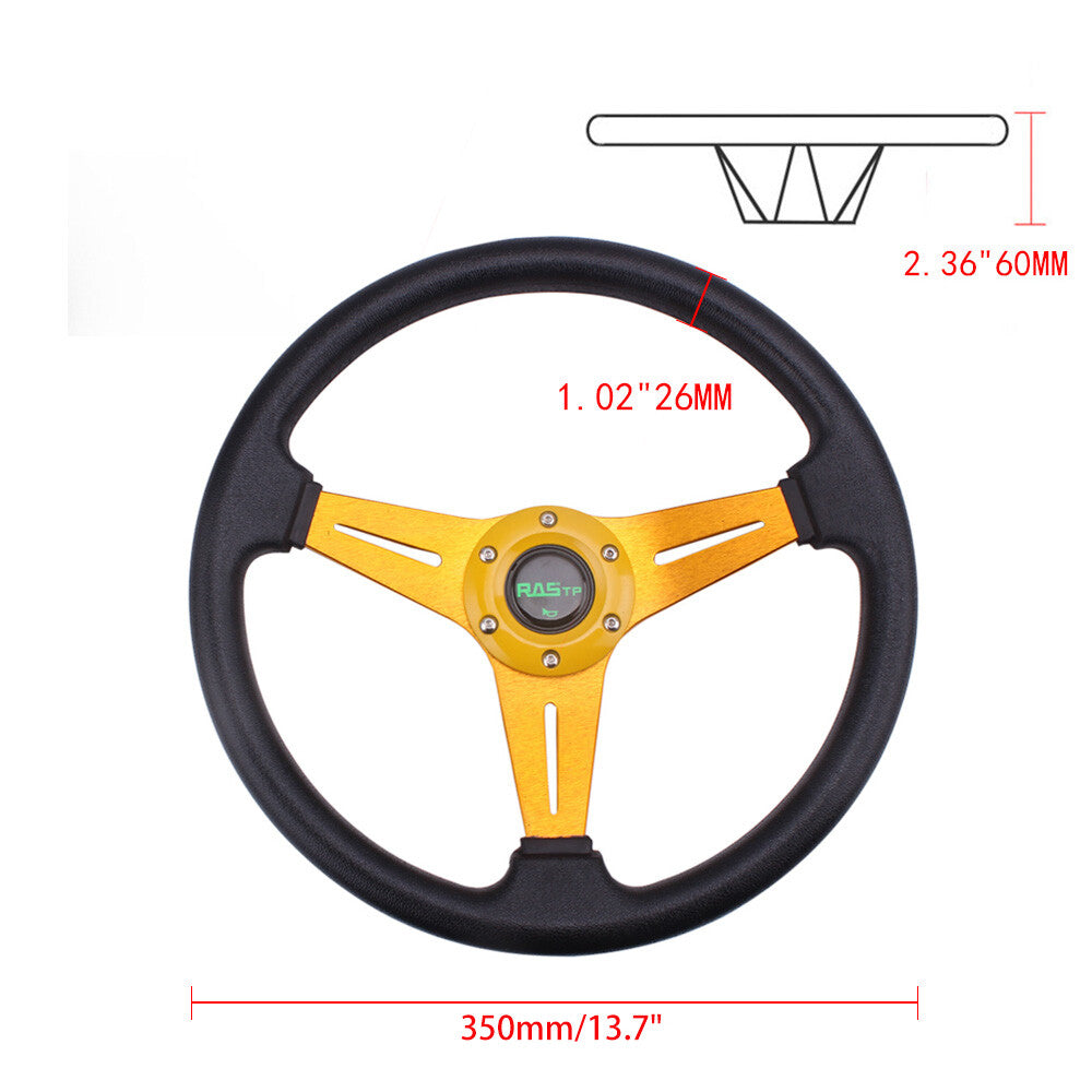 14inch/350mm Gold for Golf Cart Steering Wheel+Silver Club Car Precedent Hub Adapter