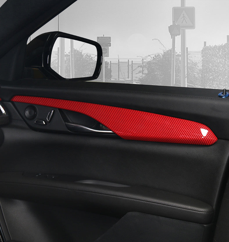 for Cadillac CT6 2016-20 Red Carbon Fiber Inner Door Handle Cover Strip Trim 4P