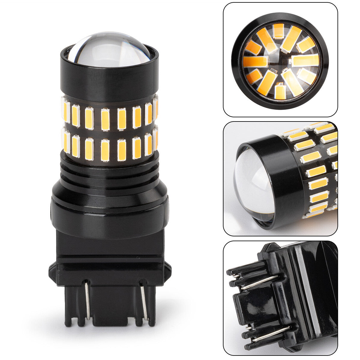 2 pairs of new 4157 3156 3157 LED turn signal bulbs, amber-colored anti-overdrive flashing lights