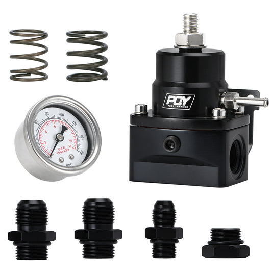 EFI 3-70 PSI High Pressure Fuel Regulator W/Gauge AN8 AN6 Inlet  Return Ports