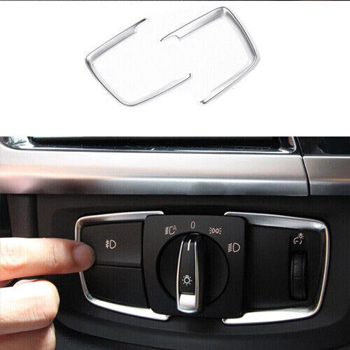 for BMW F20 F21 F22 F23 Frame Trim 2PCS Headlight Switch Control Matte Silver