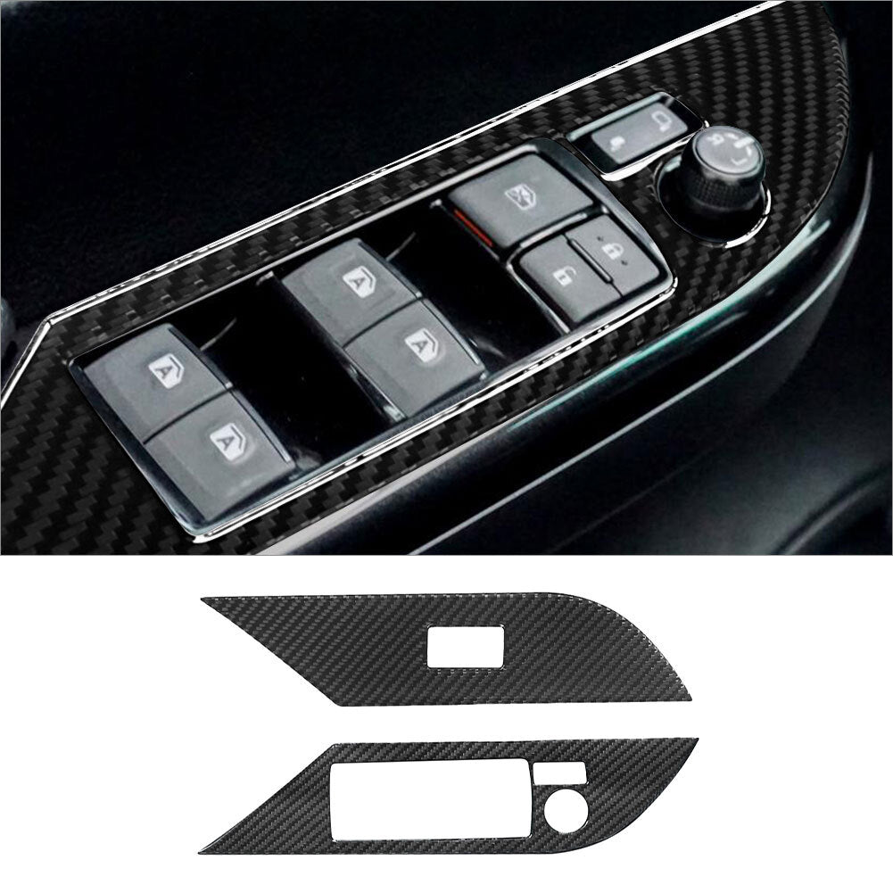 2Pcs Carbon Fiber Interior Front Door Control Cover Trim for Toyota Hilux