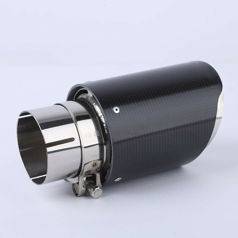 63mm/89mm Real Glossy Carbon Fiber+Steel Car Dual Exhaust Pipe Tail Muffler Tip
