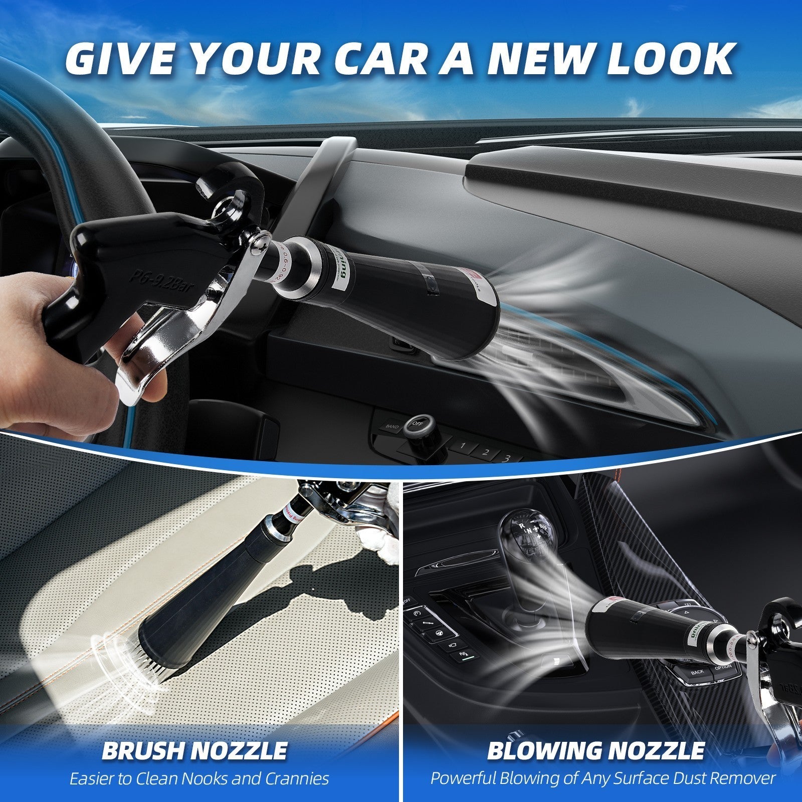 Tornado Car Cleaning Gun Vortex Air Blow Quickly Remove Gun Surface Dirt Dust