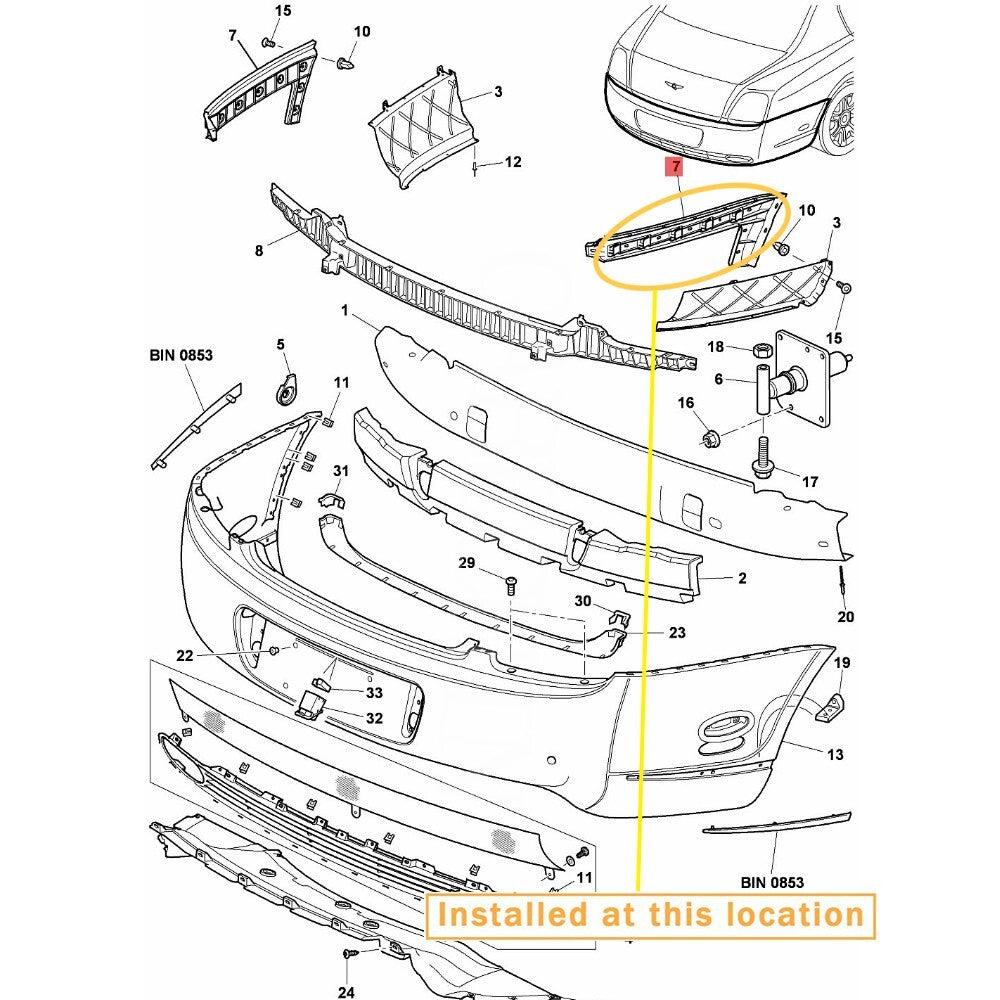 for Bentley Flying Spr 05-13 Rear Engine Guide (Left): Equipment Manufacturer: 3W5807375