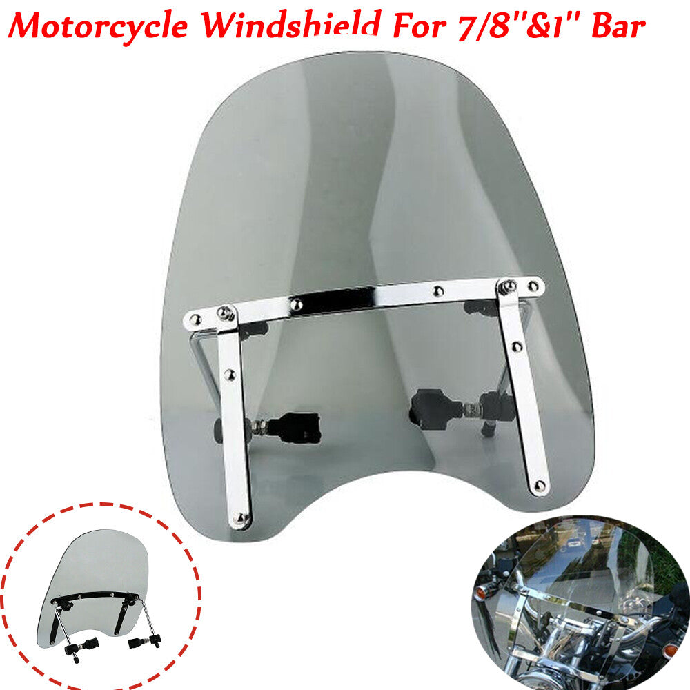 Universal large 7/8-inch and 1-inch smoked motorcycle windshields suitable for Harley -Davidsons.