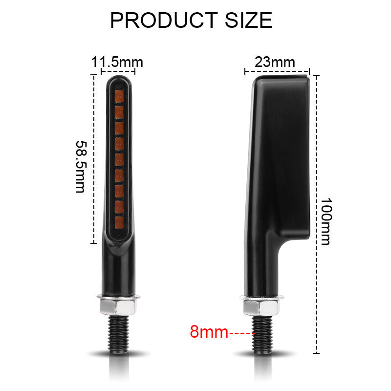 2PCS Sequential LED Motorcycle Turn Signal Light Blinker Indicator Amber Flowing