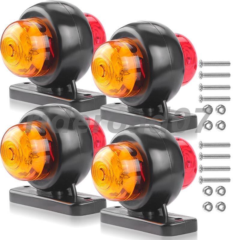 4Pcs Marker Lights Side LED Truck Trailer Clearance Light Amber Red Waterproof