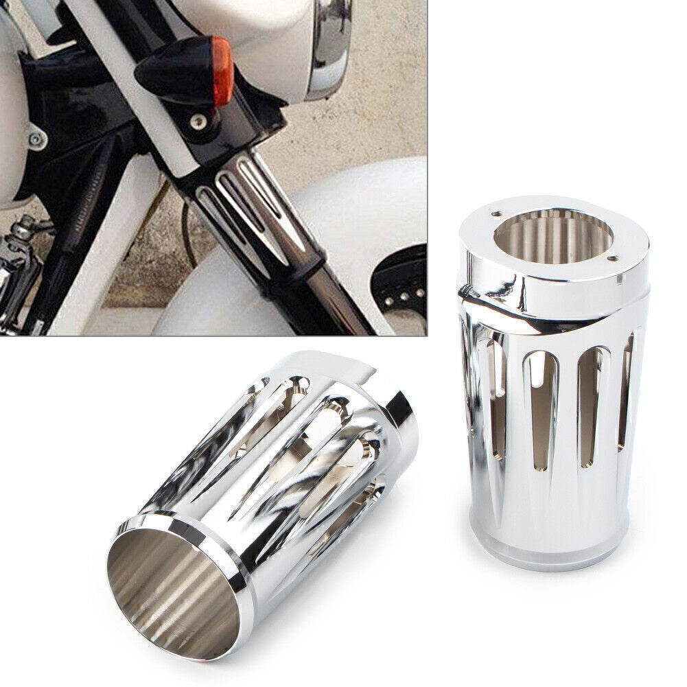 for Harley Touring Glide Trike 1986-2013 Chrome Fork Boot Slider Cover Cow Bell