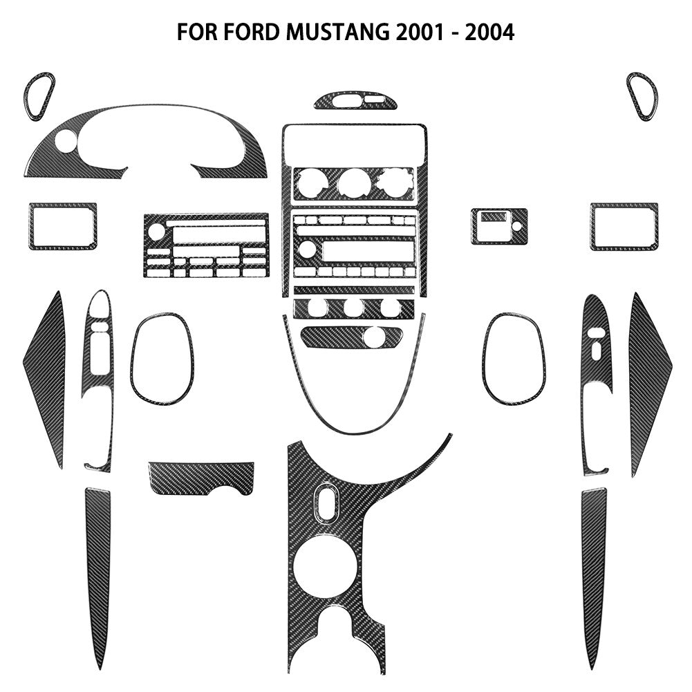 27x Carbon Fiber Full Set Cover Trim Kit for Ford for Mustang Convertible 2001-2004