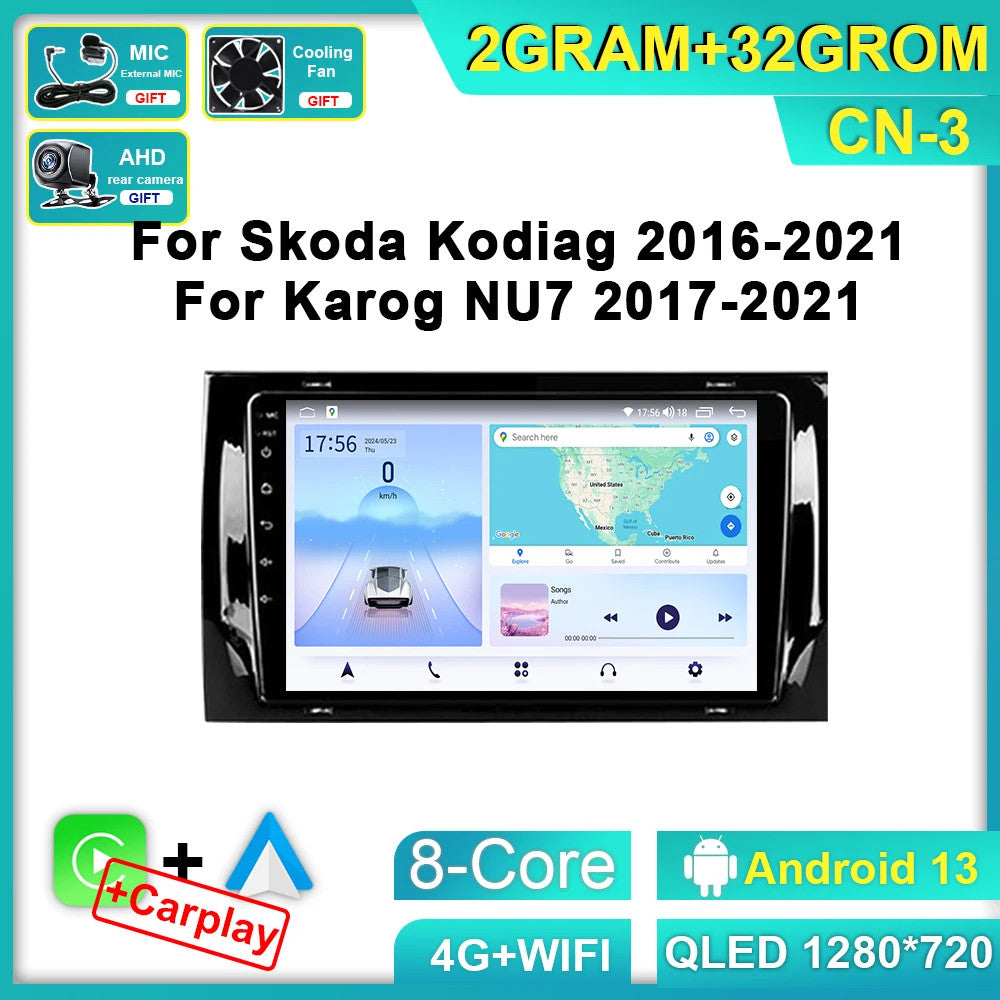 Android CarPlay Car Radio for Skoda Kodiaq Karoq NU7 2016-2021 GPS Video Player
