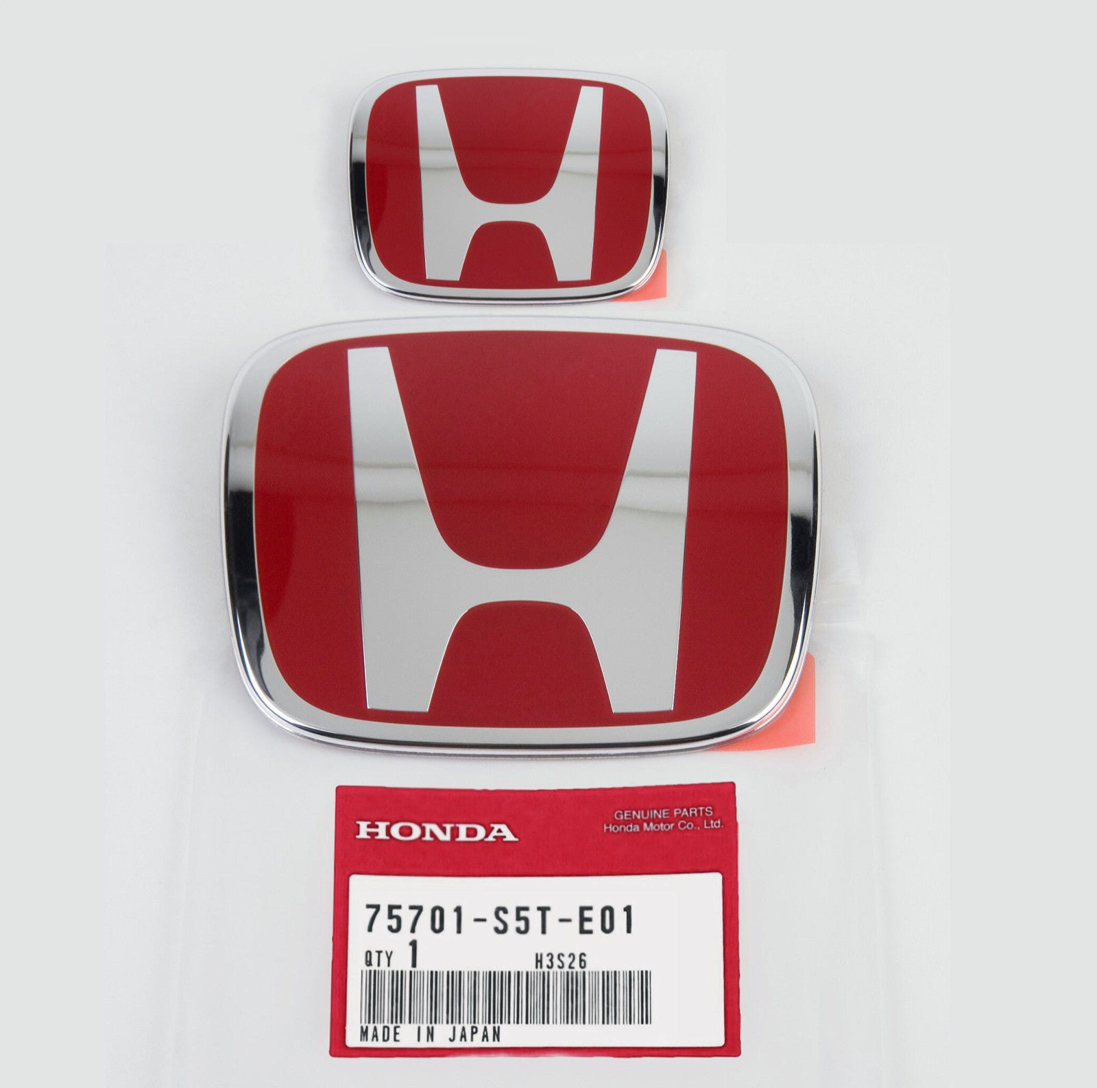 2X for Honda for Civic Coupe 2Dr 06-11 JDM Red H Front  Rear Type R grille emblem