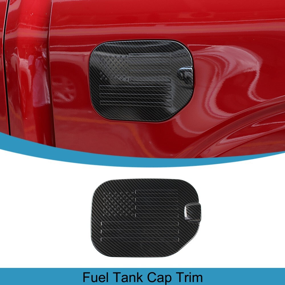 Carbon Fiber Fuel Filler Door Gas Tank Cap Cover Trim Bezel for Ford F150 2021+