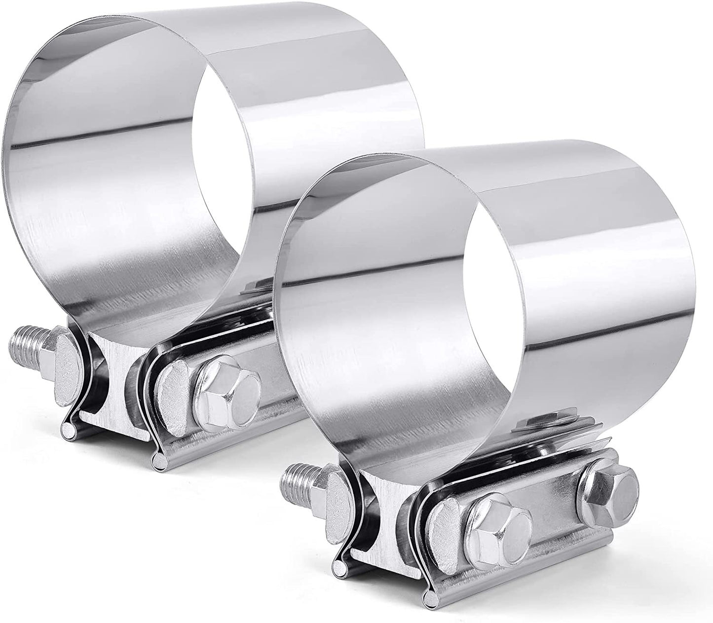 2.5-inch 2 1/2 Butt Combined Exhaust Clamp with Coupling Sleeve, Stainless Steel, 2-Piece Set