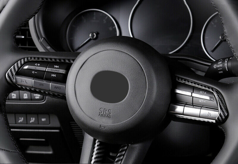 2P for Mazda 3 Axela 2019-2022 ABS Carbon Fiber Steering Wheel Button Cover Trim