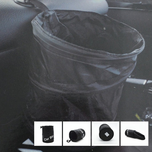 Black Car Trash Can Garbage Wastebasket Ashcan Rubbish Box Bag Dust Foldable Bin