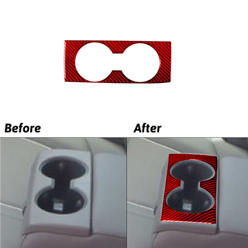 Red Carbon Fiber Rear Armrest Cup Holder Frame Trim for Chevy Impala 2014-2020