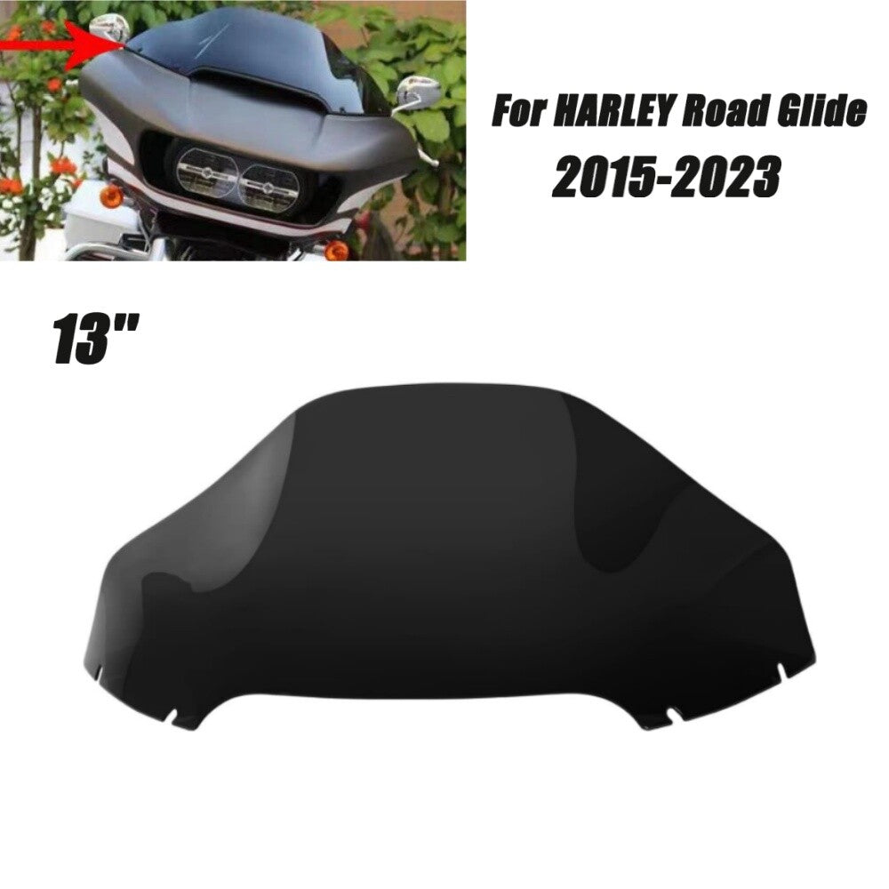 Black 13'' Wave Windshield Windscreen for Harley Road Glide FLTRUSE FLTRX 15-23