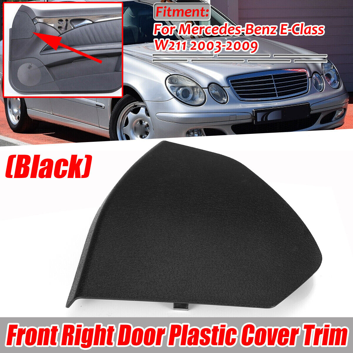 Black trim on the right front door hood for Mercedes E W211 2003-09 A2117270248