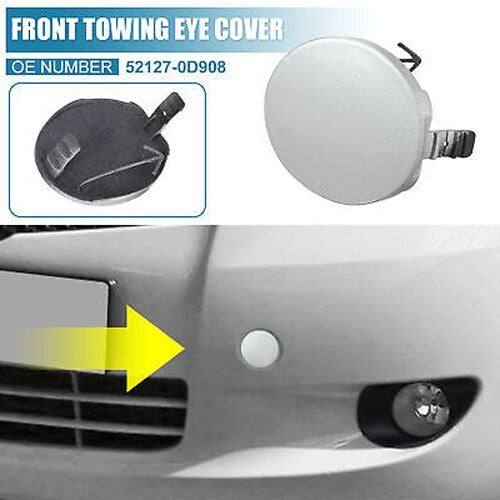 52127-0D908 Front Bumper Tow Hook Cover for Toyota Yaris 4Door 06-13 Silver Ton
