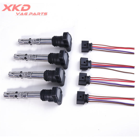 4X Ignition Coils Plugs Fit for VW for Golf for Bora for Passat for Audi for A4 1.8T AVJ 2.0L ALT