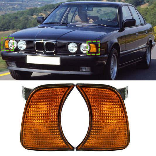 A pair of amber corner turn signals for BMW 5 Series E34 (1989-1990-1995).