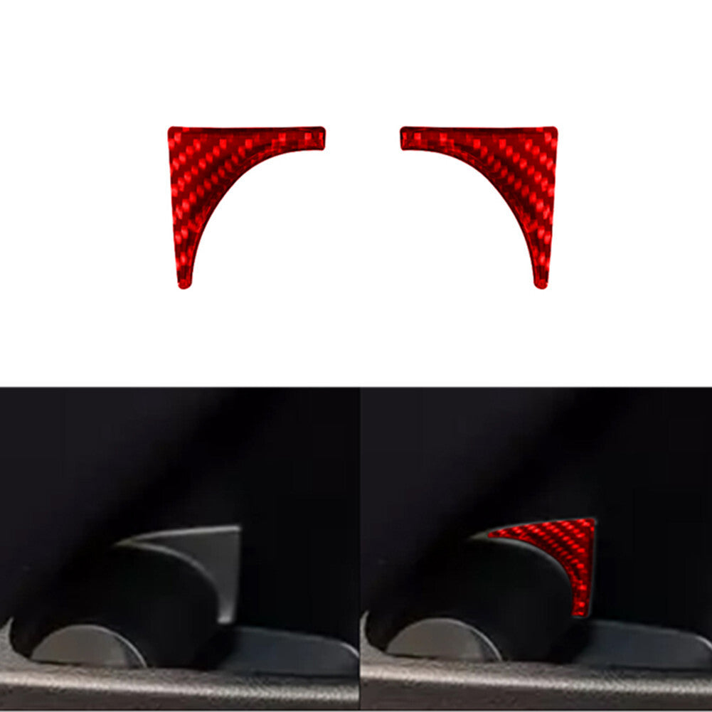 2Pcs Red Carbon Fiber Front Door Cup Holder Cover Trim for Ford Ranger 2019-2022
